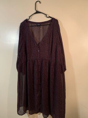 torrid Plum Leopard Print V-Neck Midi Dress